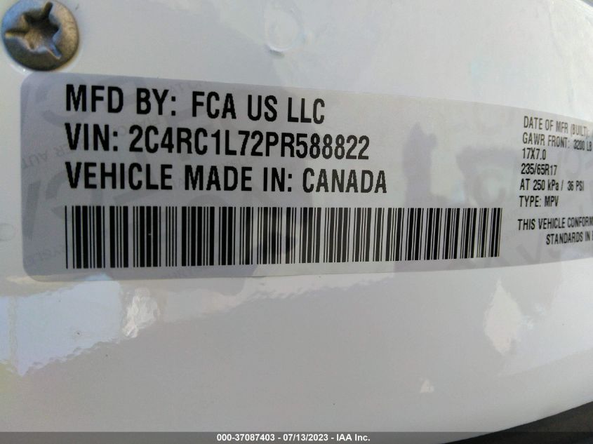 2023 CHRYSLER PACIFICA HYBRID TOURING L - 2C4RC1L72PR588822