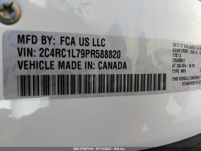 2023 CHRYSLER PACIFICA HYBRID TOURING L - 2C4RC1L79PR588820