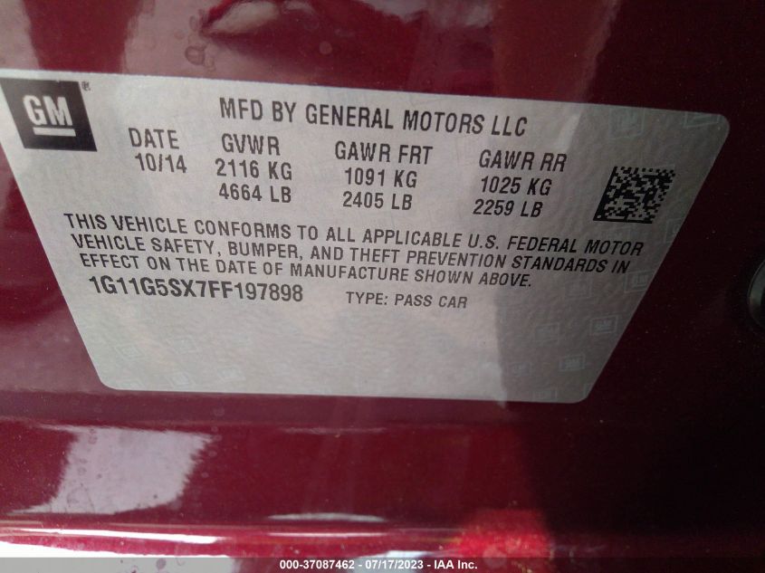 2015 CHEVROLET MALIBU LTZ - 1G11G5SX7FF197898