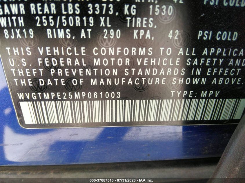 2021 VOLKSWAGEN ID.4 PRO S WVGTMPE25MP061003