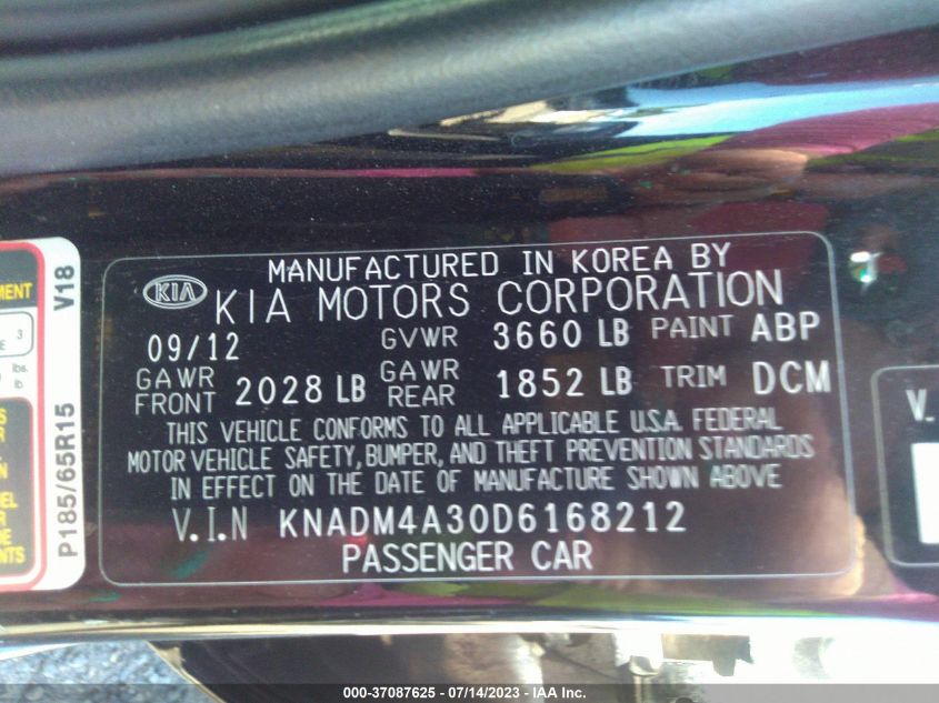 2013 KIA RIO LX - KNADM4A30D6168212
