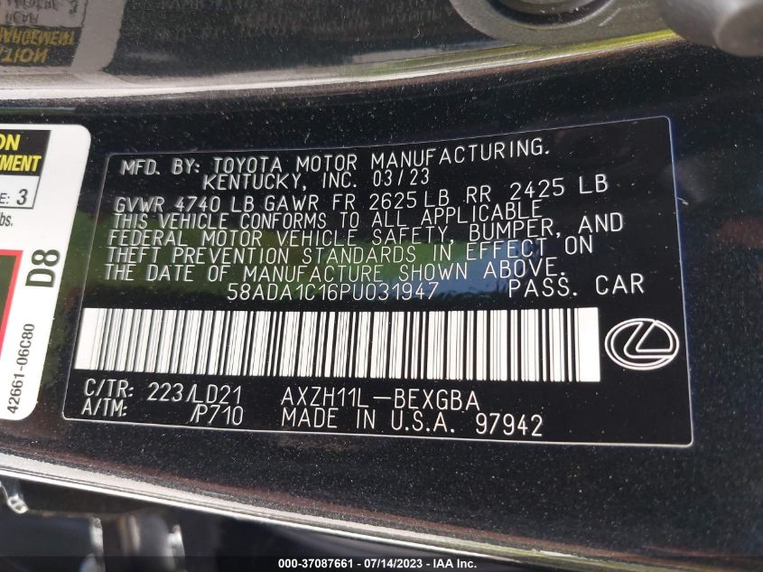 58ADA1C16PU031947 Lexus ES ES 300H 9