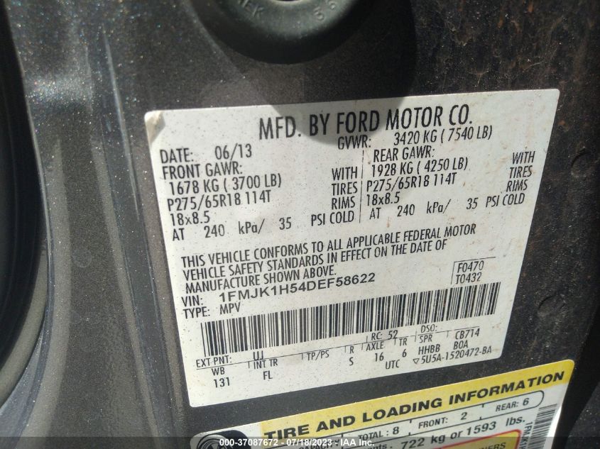 2013 FORD EXPEDITION EL XLT/KING RANCH - 1FMJK1H54DEF58622
