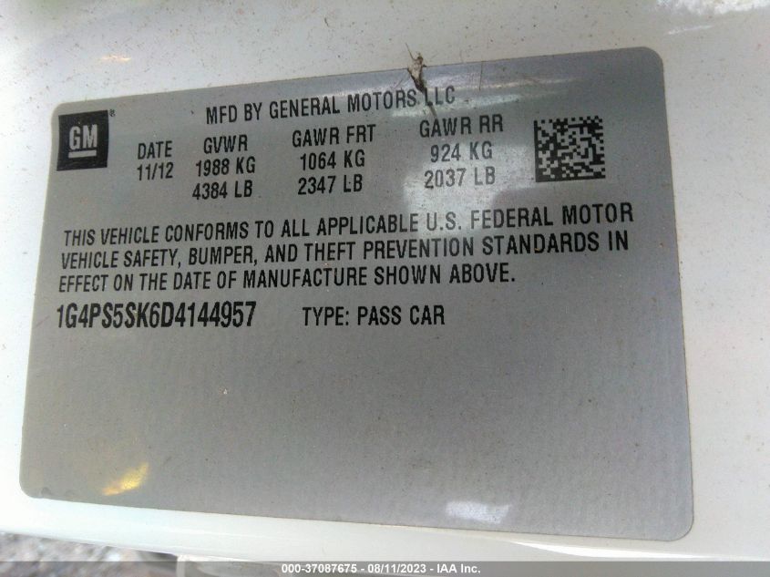 2013 BUICK VERANO LEATHER GROUP - 1G4PS5SK6D4144957