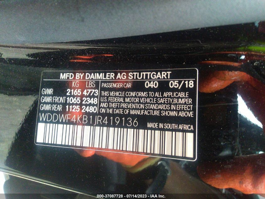 2018 MERCEDES-BENZ C-CLASS C 300 - WDDWF4KB1JR419136