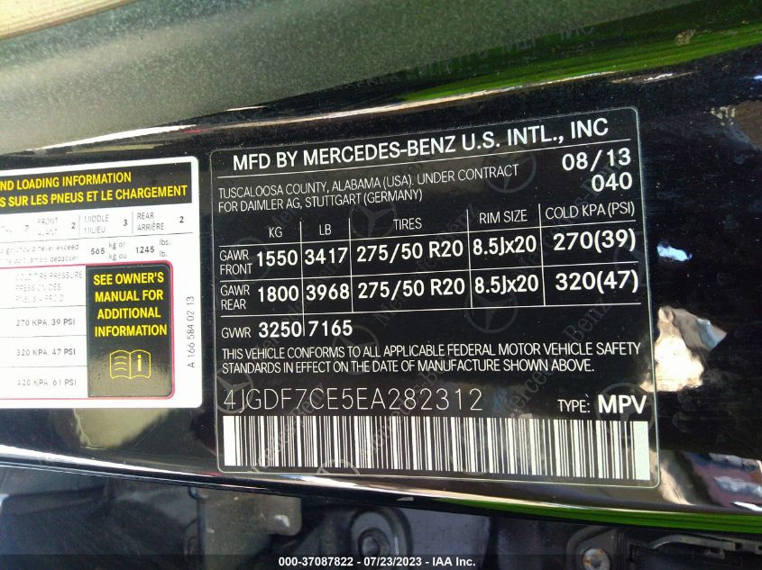 2014 MERCEDES-BENZ GL-CLASS GL 450 4JGDF7CE5EA282312