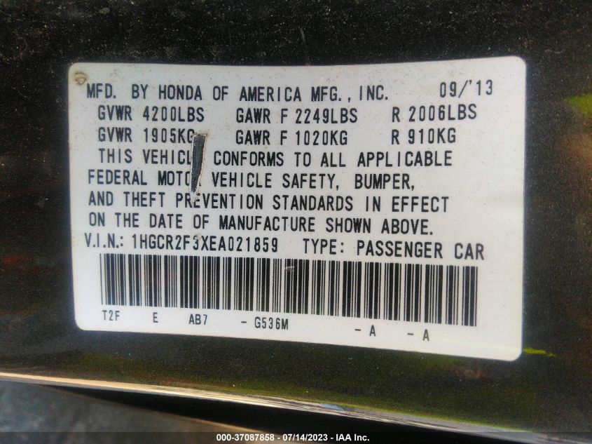 2014 HONDA ACCORD SEDAN LX - 1HGCR2F3XEA021859
