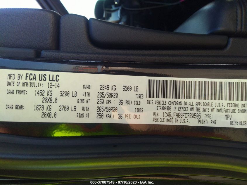 2015 JEEP GRAND CHEROKEE ALTITUDE - 1C4RJFAG9FC720505