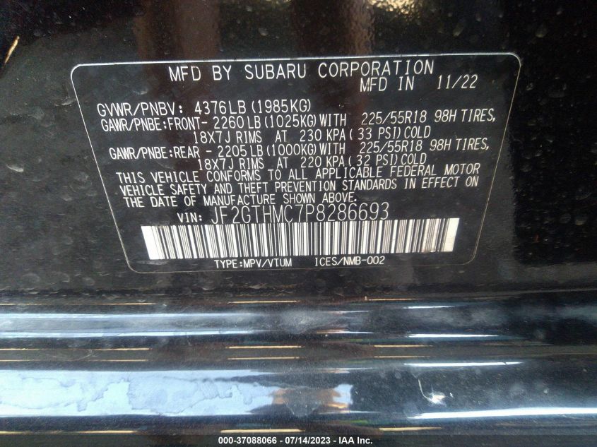 2023 SUBARU CROSSTREK LIMITED - JF2GTHMC7P8286693