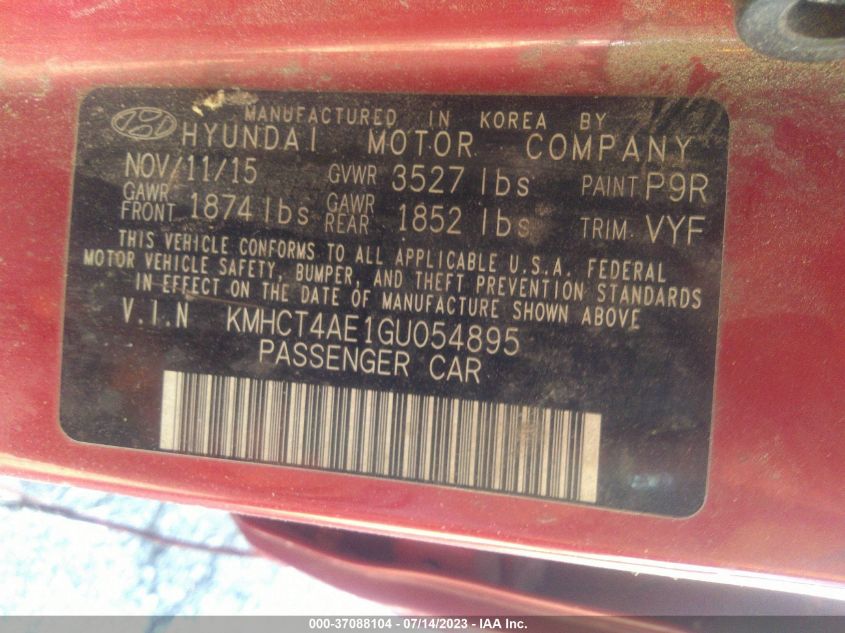 2016 HYUNDAI ACCENT SE - KMHCT4AE1GU054895