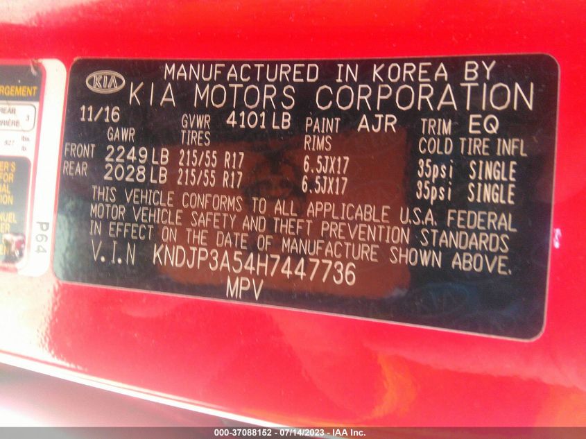 2017 KIA SOUL + - KNDJP3A54H7447736