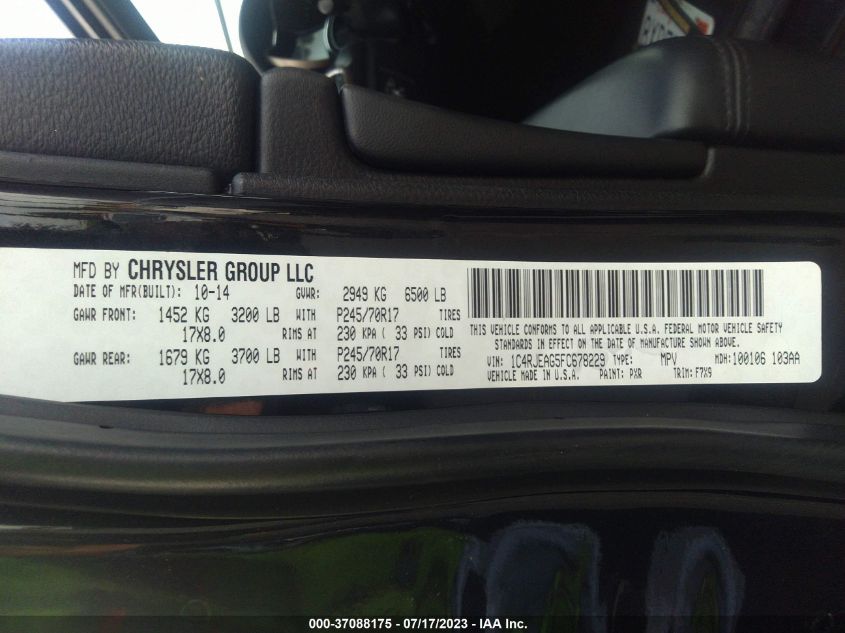 2015 JEEP GRAND CHEROKEE LAREDO - 1C4RJEAG5FC678229
