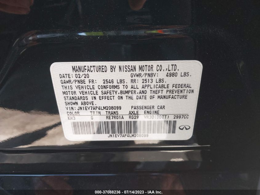 2020 INFINITI Q50 EDITION 30 - JN1EV7AP4LM208099