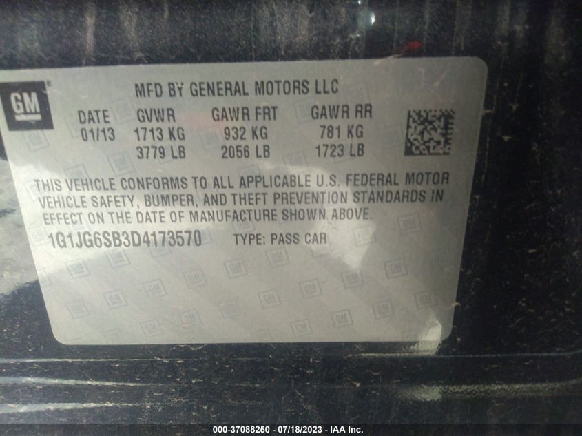 2013 CHEVROLET SONIC RS - 1G1JG6SB3D4173570