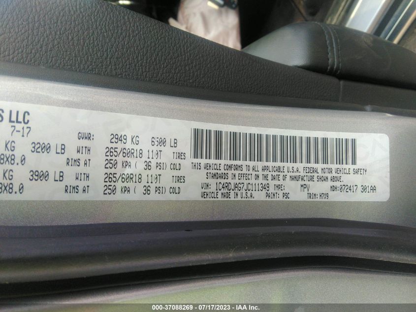 2018 DODGE DURANGO SXT - 1C4RDJAG7JC111349