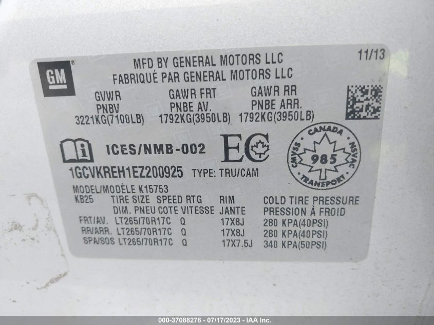 2014 CHEVROLET SILVERADO 1500 LT - 1GCVKREH1EZ200925