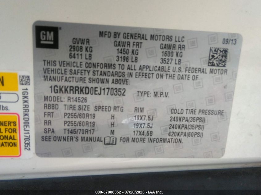 2014 GMC ACADIA SLT-1 - 1GKKRRKD0EJ170352