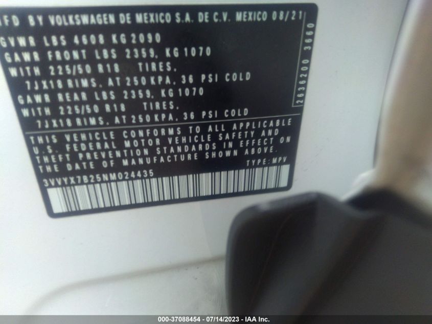2022 VOLKSWAGEN TAOS SE - 3VVYX7B25NM024435