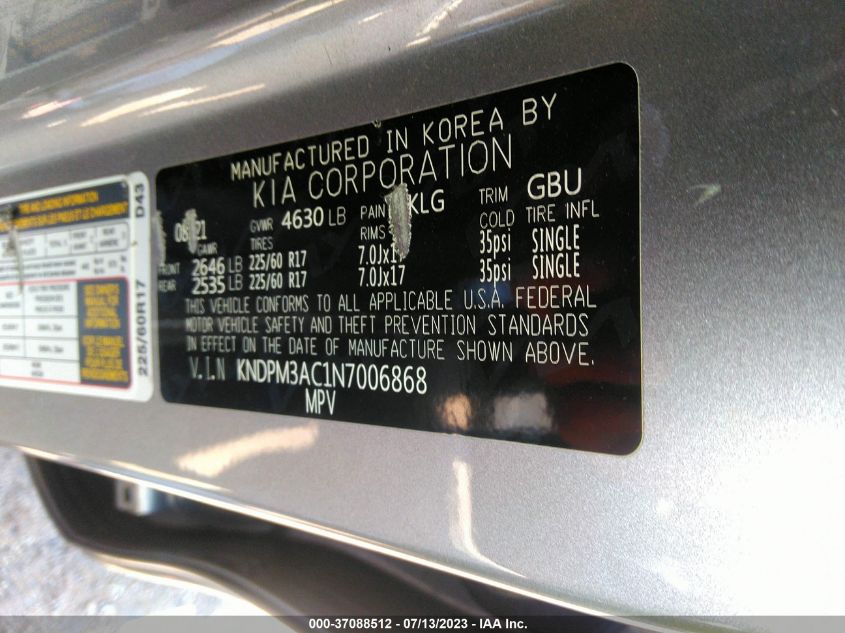 2022 KIA SPORTAGE LX - KNDPM3AC1N7006868
