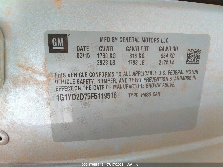 2015 CHEVROLET CORVETTE 2LT - 1G1YD2D75F5119516