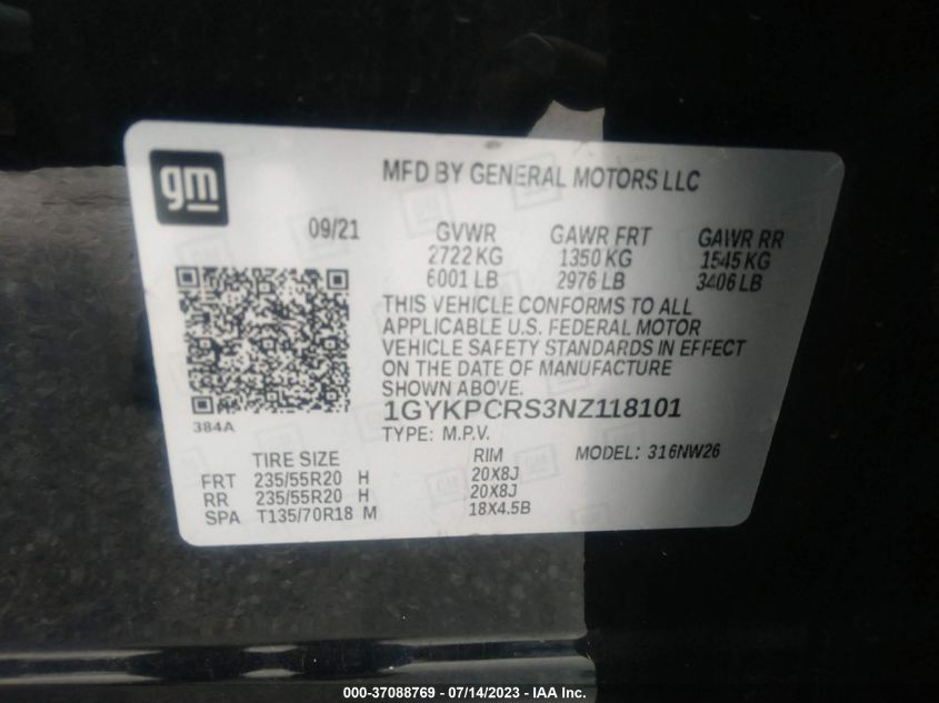 2022 CADILLAC XT6 PREMIUM LUXURY - 1GYKPCRS3NZ118101