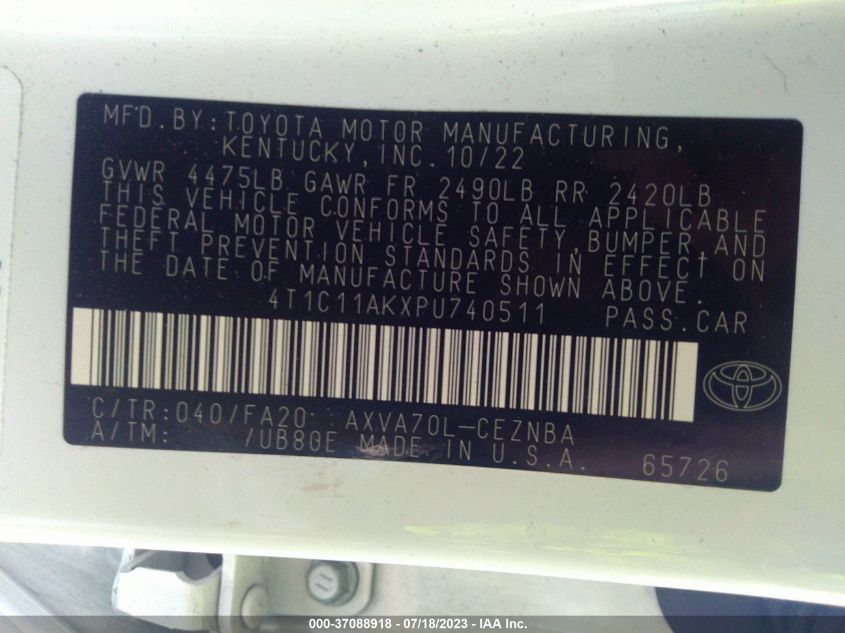 2023 TOYOTA CAMRY LE - 4T1C11AKXPU740511