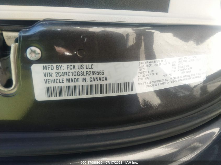 2020 CHRYSLER PACIFICA LIMITED - 2C4RC1GG8LR289565