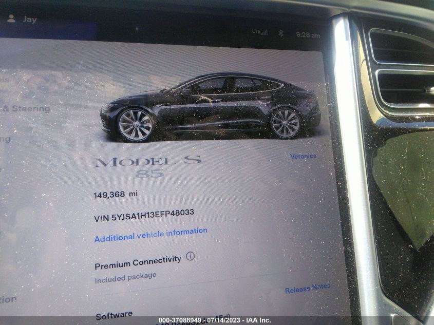 2014 TESLA MODEL S 60 KWH BATTERY/P85 - 5YJSA1H13EFP48033