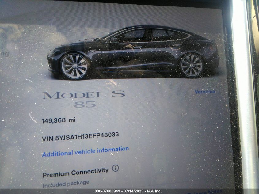 2014 TESLA MODEL S 60 KWH BATTERY/P85 - 5YJSA1H13EFP48033