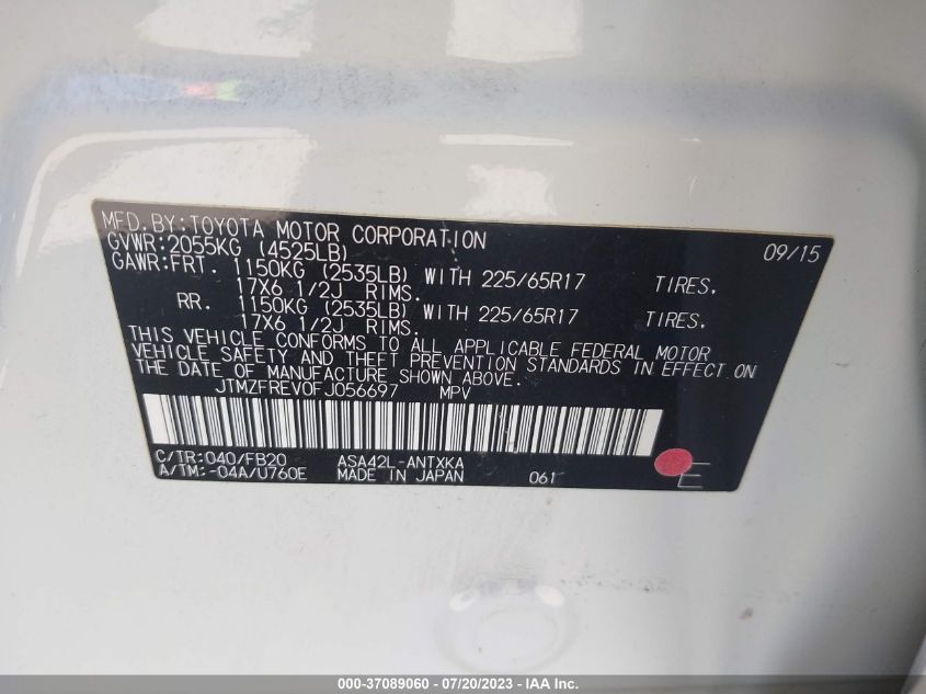 2015 TOYOTA RAV4 LE - JTMZFREV0FJ056697