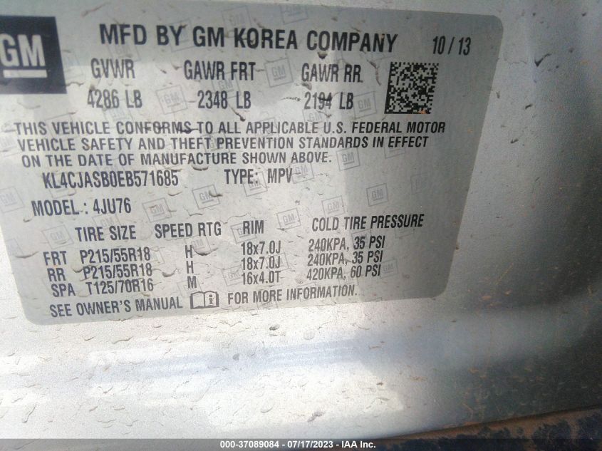 2014 BUICK ENCORE - KL4CJASB0EB571685