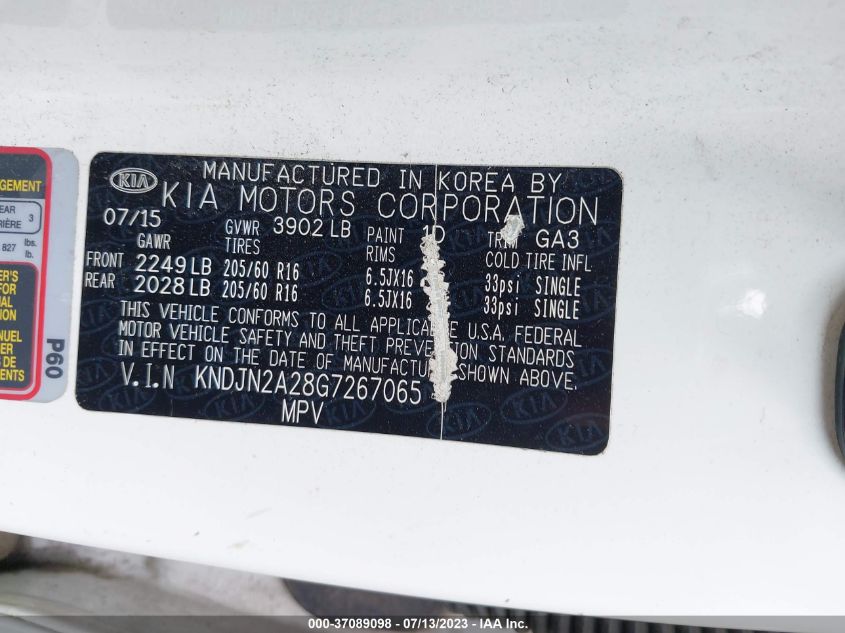 2016 KIA SOUL BASE - KNDJN2A28G7267065