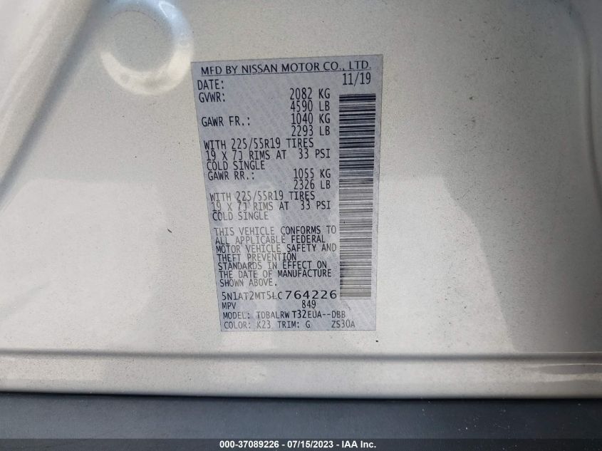 2020 NISSAN ROGUE S/SL/SV - 5N1AT2MT5LC764226