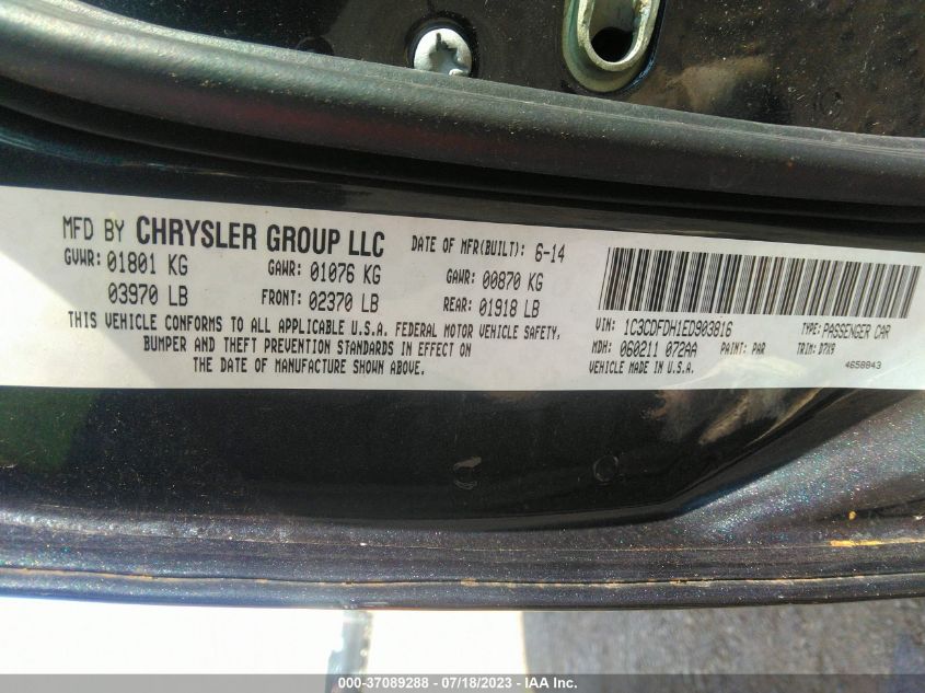 2014 DODGE DART AERO - 1C3CDFDH1ED903816