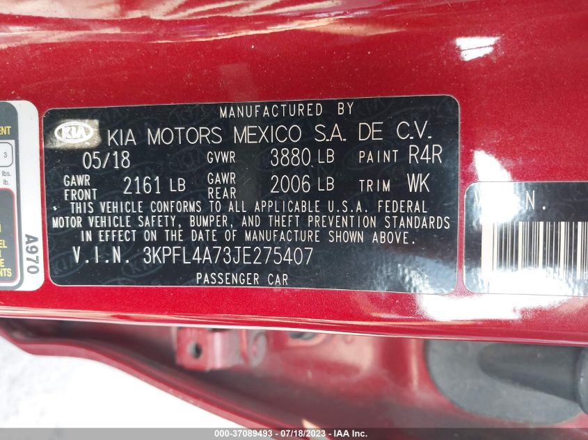 2018 KIA FORTE LX/S - 3KPFL4A73JE275407