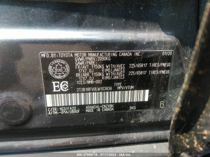 2020 TOYOTA RAV4 LE - 2T3B1RFV0LW103836