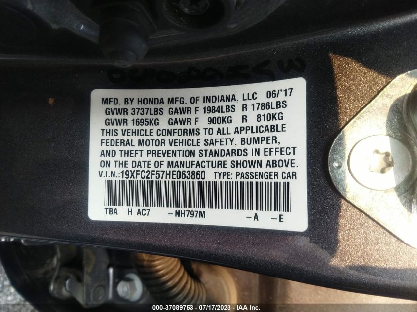 2017 HONDA CIVIC SEDAN LX - 19XFC2F57HE063860