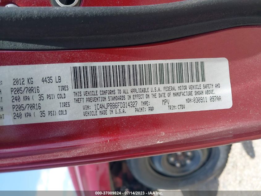 2015 JEEP PATRIOT SPORT 1C4NJPBB6FD314327