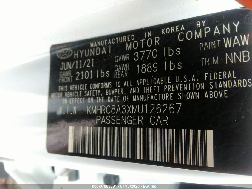 2021 HYUNDAI VENUE SEL - KMHRC8A3XMU126267