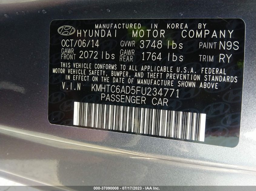 2015 HYUNDAI VELOSTER - KMHTC6AD5FU234771