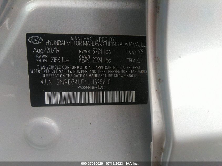 2020 HYUNDAI ELANTRA SE - 5NPD74LF4LH525610