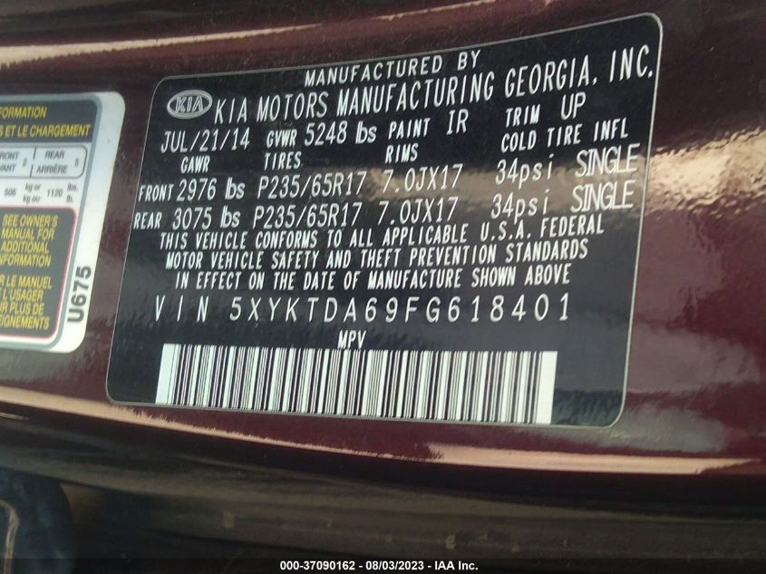 2015 KIA SORENTO LX - 5XYKTDA69FG618401