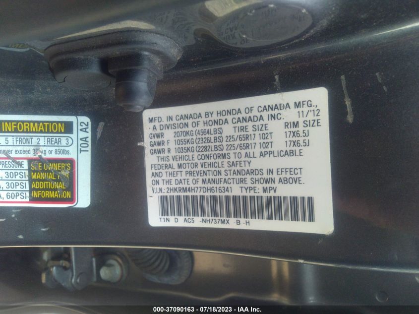 2013 HONDA CR-V EX-L - 2HKRM4H77DH616341