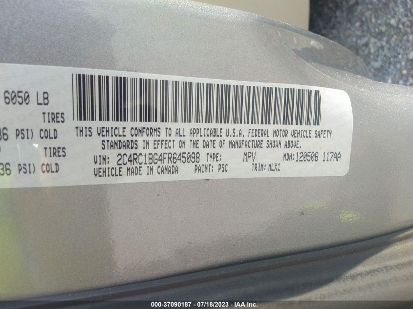 2015 CHRYSLER TOWN & COUNTRY TOURING - 2C4RC1BG4FR645098