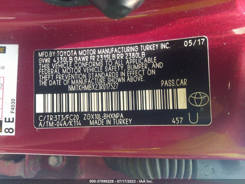 2018 TOYOTA C-HR XLE - NMTKHMBX2JR017527