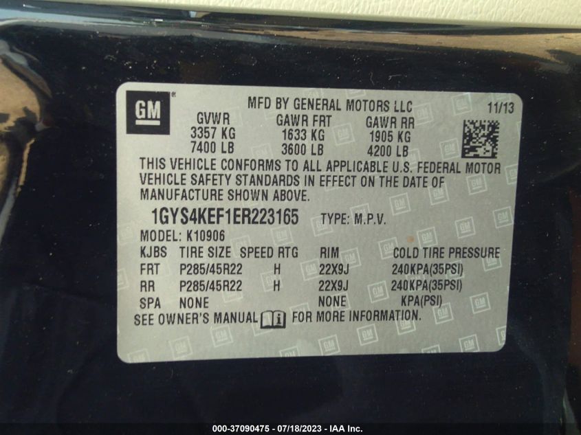 2014 CADILLAC ESCALADE ESV PLATINUM - 1GYS4KEF1ER223165