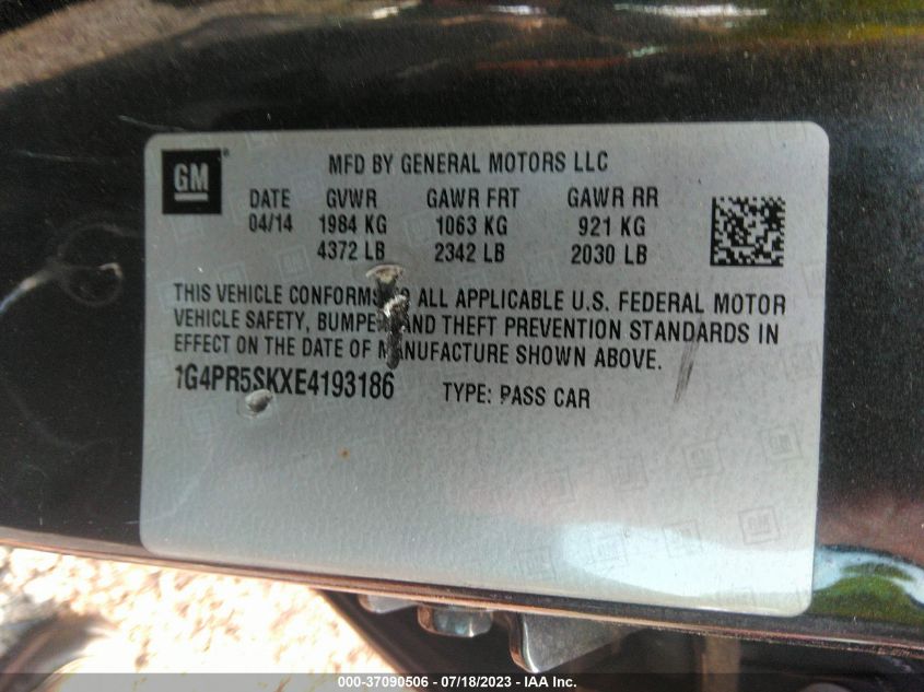 2014 BUICK VERANO CONVENIENCE GROUP - 1G4PR5SKXE4193186