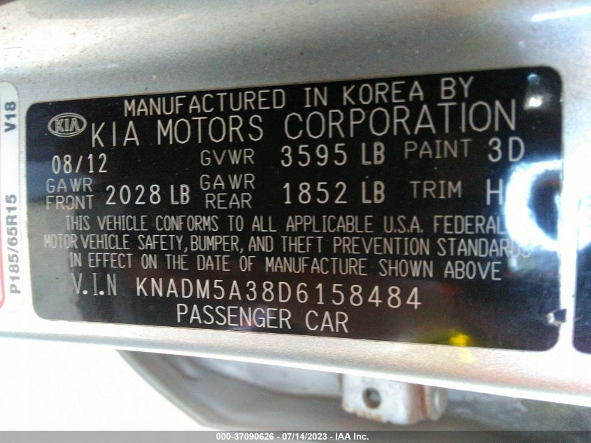 2013 KIA RIO LX - KNADM5A38D6158484