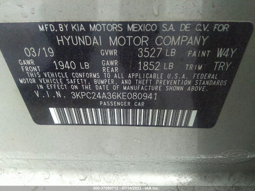 2019 HYUNDAI ACCENT SE - 3KPC24A36KE080941