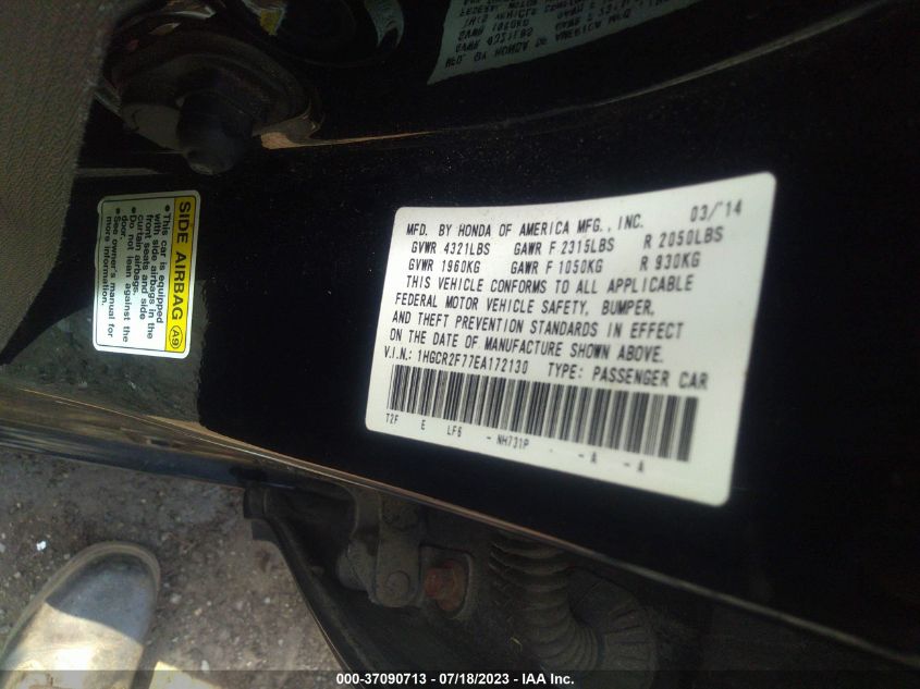 2014 HONDA ACCORD SEDAN EX - 1HGCR2F77EA172130